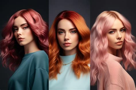 Premium Photo | Women in colored hair and different hairstyles