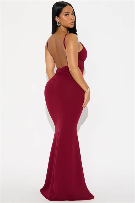 Arlette Backless Ruched Gown - Wine | Fashion Nova