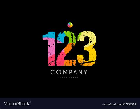 123 number grunge color rainbow numeral digit logo