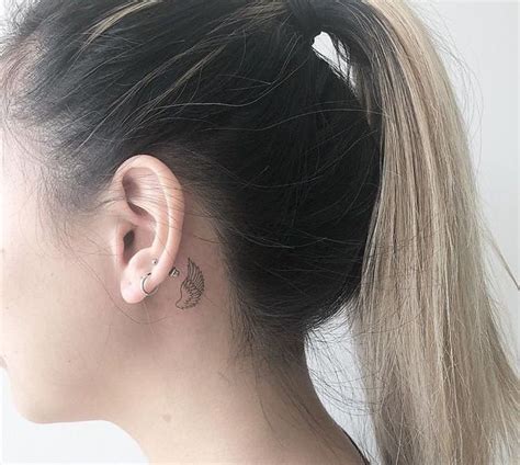 Angel Number Tattoo Behind Ear