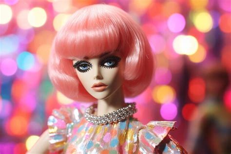 Premium AI Image | Barbie cute disco plastic doll portrait