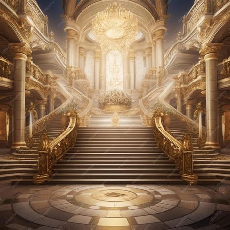 stairs   golden palace   golden staircase premium ai