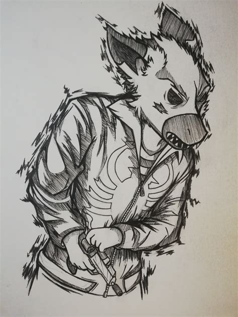 Some Hotline Miami sketch I did for a friend in 2015 (note I have never ...