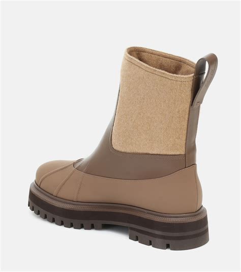 Loro Piana - Regent leather and cashmere ankle boots Loro Piana