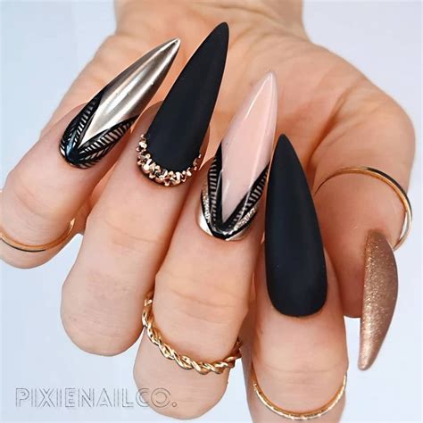 Luxury Press On Nails on Instagram: “Another Black and Gold combo ...