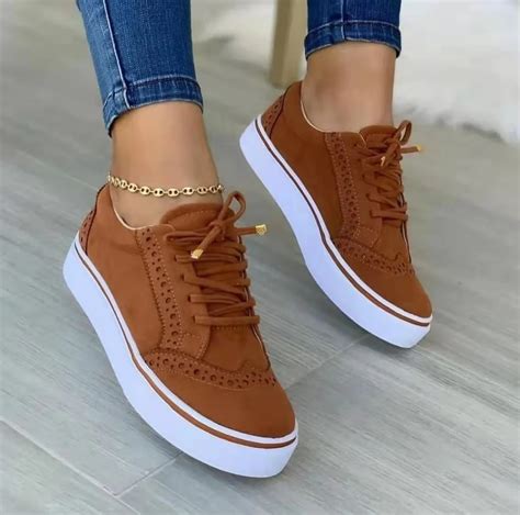 Women's Low-cut Brown Retro Suede Hollow Lace Up Leather Constom Shoes ...