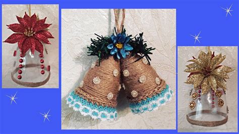 Два новогодних колокольчика из джута и бросового материала . Diy ...
