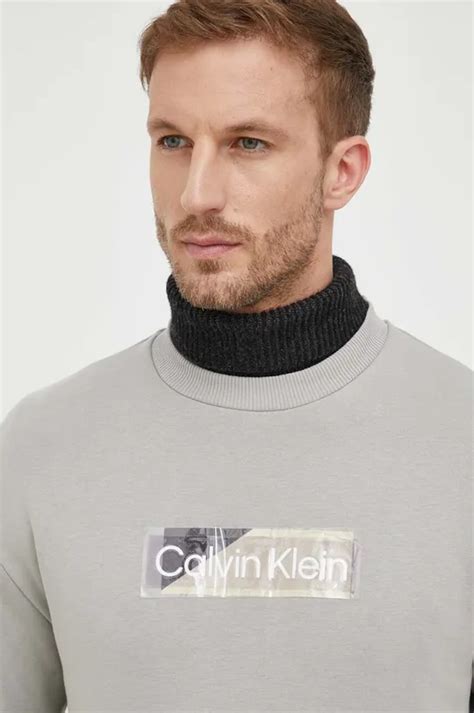 Кофта Calvin Klein мужская цвет серый с принтом | ANSWEAR.ua