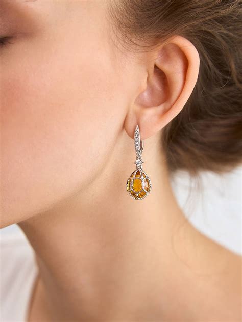 Серьги :: Серьги из серебра :: Нарядные серьги из серебра с цитринами и ...