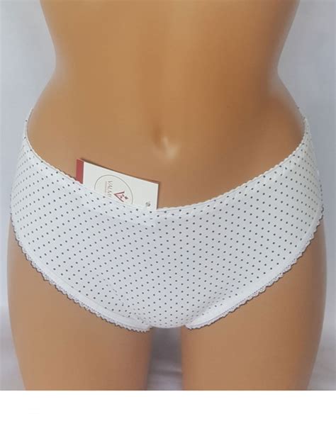Купить белые в точку хлопковые трусы слипы Valmira 2923