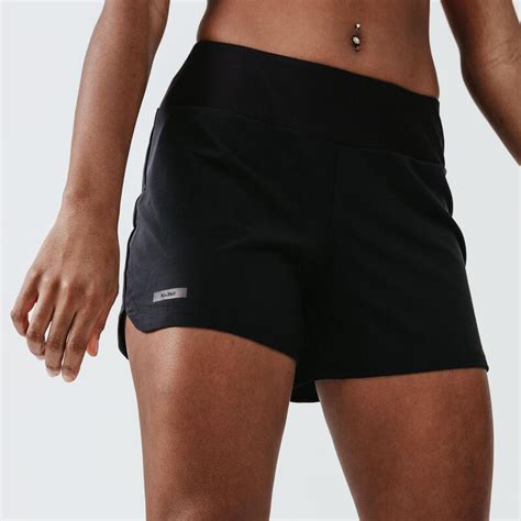 Шорты для бега женские черные RUN DRY - Decathlon