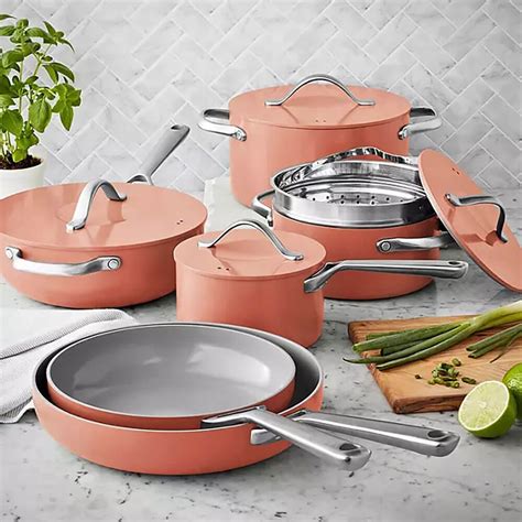 11-Piece Modern Ceramic Cookware Set, Coral