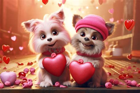 Adorable Pets Wearing Valentines Day Costumes Stock Illustration ...