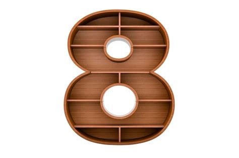Premium Photo | Number 8 as bookshelf without books 3d rendering