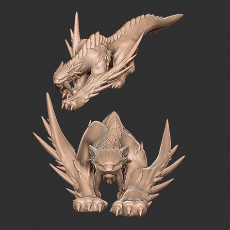 3D Printable Monster Hunter Barioth Fan Art Big Cat by Edge Miniatures