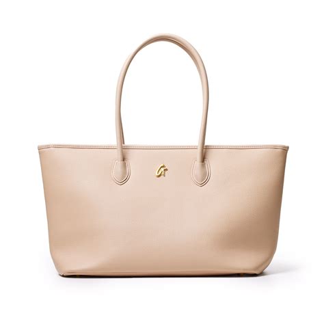 Vegan Pebble Leather Tote Bag with Chic Gold Studs | Nude Color