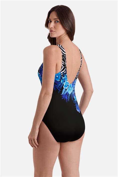 Longitude Panel Scoopback Highneck One Piece Glamour Floral – Longitude
