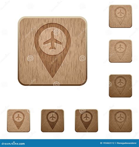 Airport GPS Map Location Wooden Buttons Stock Vector - Illustration of