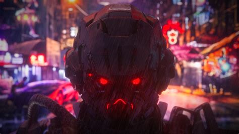 wallpaper robot, cyborg, cyberpunk, rain, art HD : Widescreen : High Definition : Fullscreen