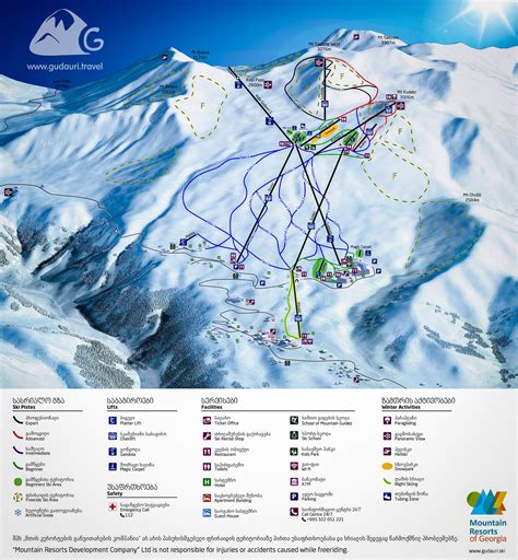 Map of Ski Lifts and Ski Trails in the Gudauri Ski Resort (Georgia).