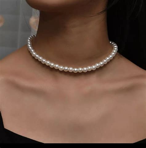 Pearl Necklace With Different Sizes Adjustable Pearl Choker - Etsy