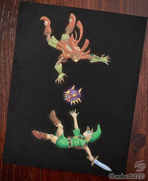 Pulled an all nighter just to post this today. Prismacolor Majoras Mask. : r/majorasmask