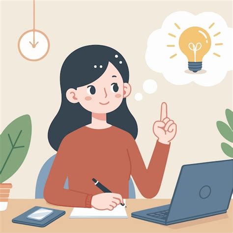 premium vector happy woman  idea explaining  cartoon