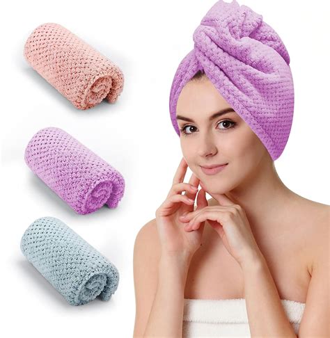 CZZXI 3 PCS Microfiber Hair Towel, Hair Wraps for Women Wet Hair, Fast