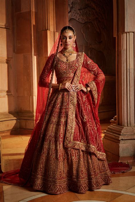 deep red bridal lehenga choli set nitika gujral