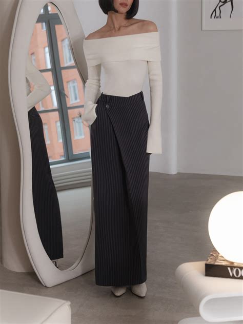 Юбка макси на запах в мелкую полоску :: LICHI - Online fashion store