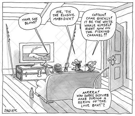 Moby Dick spotted on television - JACK ZIEGLER - New Yorker Cartoonist