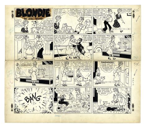 Lot Detail - Chic Young Hand-Drawn ''Blondie'' Sunday Comic Strip From