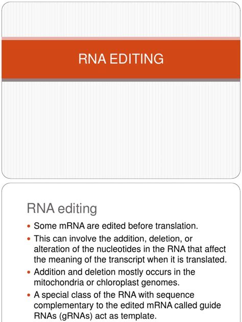 RNA editing.pptx | Rna | Messenger Rna