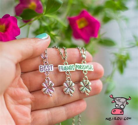 Кулон для трьох друзів "best friends forever. конюшина чотирилисник ...