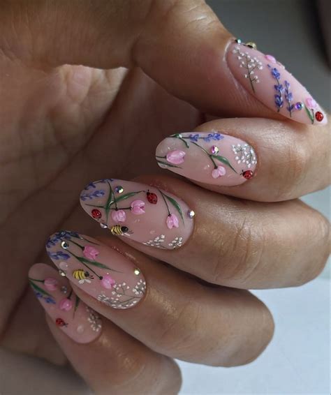 spring acrylic nail art
