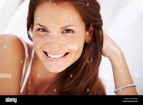 studio portrait  woman smiling stock photo alamy