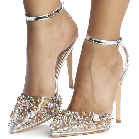 AZALEA WANG Jeweled High Heel POPSTAR-SLV - Shiekh