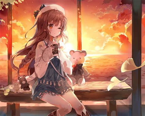 anime girl drinking coffee