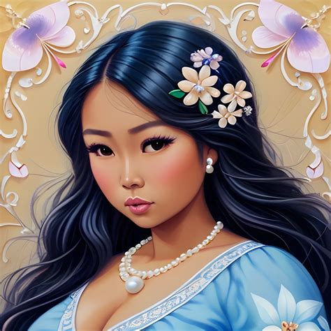 Thick tanned skin beautiful gorgeous chubby filipina woman, in a blue