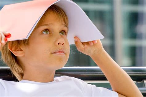 Child with Book on His Head Stock Image - Image of problem, reading: 123726421