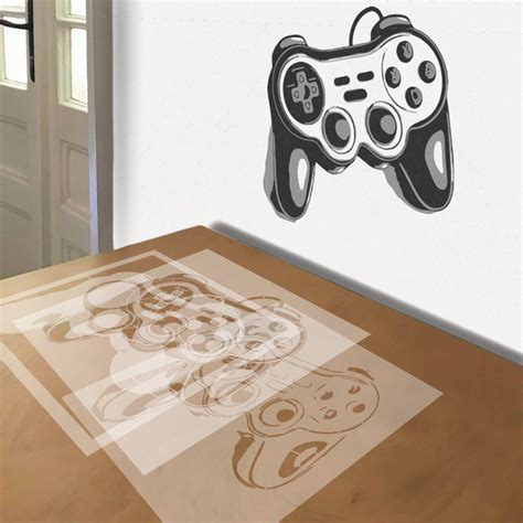 Video Game Controller stencil in 3 layers.