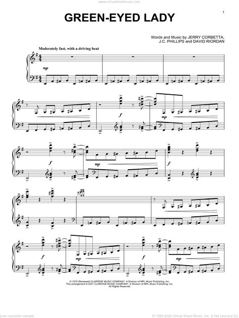 Green-Eyed Lady [Classical version] (arr. David Pearl) sheet music for