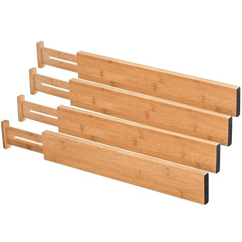 Adjustable Bamboo Drawer Dividers 4 Pack – Organisation Station AU