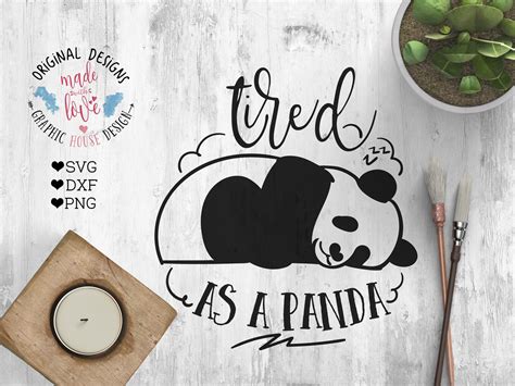 Tired As a Panda Cutting File ~ Illustrations ~ Creative Market