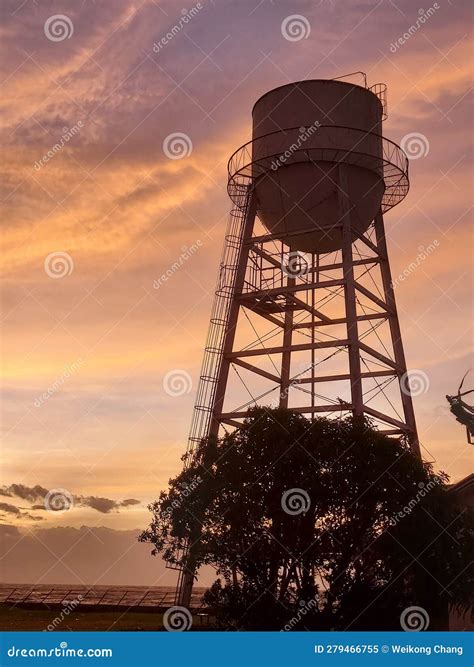 water tower  cavite philippines  evening stock image image  tower water