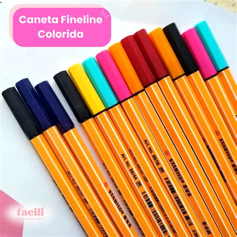 Kit 12 Canetas Ponta Fina Coloridas - Fine Line | Shopee Brasil
