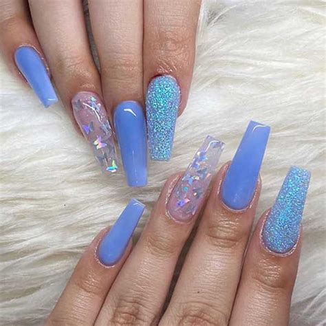 طراحی ناخن آبی شیک و ساده + ناخن آبی شاین و براق