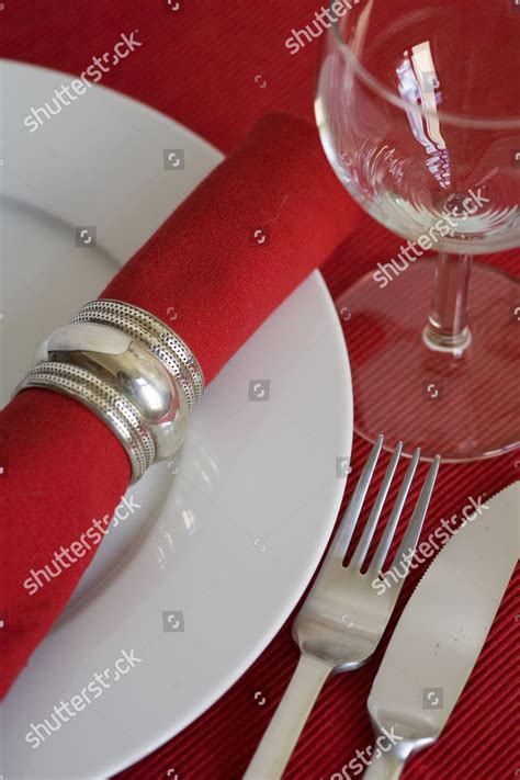 table setting plate wine glass cutlery editorial stock photo stock