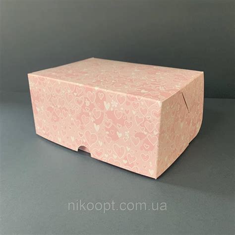 Контейнер Крафт Коробка для Еды 170х120х80 Розовый с Сердечками в ...