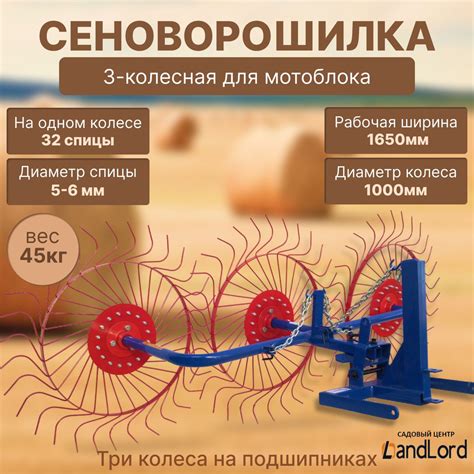 Оснастка для садовой техники Грабли ворошилки 3 колеса для мотоблоков ...